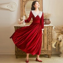 레드벨벳 롱원피스 복고 빈티지 의상 경성 의복 - 항공배송