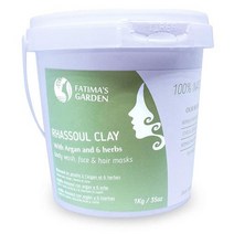 클렌주스 디톡스 몸속독소 제거 배출 Fatima39s Garden의 Rhassoul Clay 얼굴 헤어 터키식 목욕탕 모로코 Ghassoul 점토 클렌징 연화 모발 Vegan, Argan + 6 herbs, 35온스