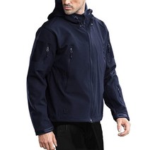 FREE SOLDIER 남성용 아웃도어 방수 소프트 쉘 후드 밀리터리 전술 재킷 (블랙 XXL/US), XX-Large, Dark Navy