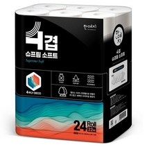 [한예지] 슈프림소프트 4겹 천연펄프 화장지 22m 24롤 1팩, 상세 설명 참조