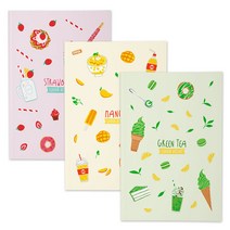 보아스넷 줄없는 무지 무선 제본 연습장 메모장 만화지 드로잉 캘리그라피 일러스트 공책 학생 노트 B5 3개, 딸기,망고,녹차, 4세트