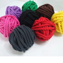 대구실사랑 컬러면로프 8mm 9M 순면색실 스크레쳐 면줄인테리어 마크라메재료 실, 노랑8-9M