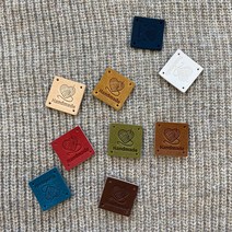 핸드메이드 가죽라벨 M2525-NO5 HANDMADE 천연소가죽 뜨개질 라벨, 카멜
