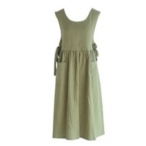 옆트임 예쁜원피스앞치마 장금이 린넨 카페바레스타 어린이집 윤스테이여름 제인파커 보육교사 빅사이즈, 카키 블루