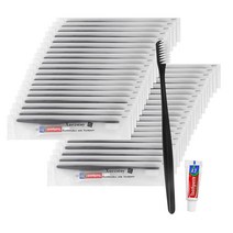 Xuezoioy 일회용 칫솔 치약 팩 30개 블랙 개별 포장 여행용 키트 대량 홈리스 간호실 쉼터 호텔 자선 단체 USA 미국, 100