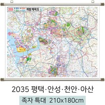 [스마일맵] 2035 평택 안성 천안 아산 개발계획도 210*180cm 족자 특대, 고급천 - 족자 (특대)