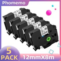 프린트 부품 Phomemo P31 라미네이트 라벨 테이프 AZe 231 호환 형제 호환, 01 12mm, 01 5PC Clear Tape