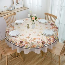 원형테이블보 가을 단풍잎 라운드 웨딩 호텔 테이블 휴일 다이닝 방수 식탁보, 없음, 8.HZF93043 - 153x259cm Tablecl