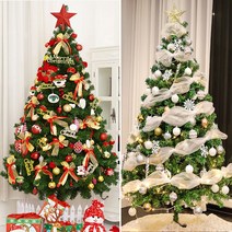 갓성비 크리스마스 트리 세트 1.5m 1.8m 2.1m LED 장식 풀세트 DIY, 레드