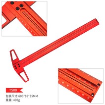 목공눈금자 고정밀 게이지 측정기 각도 사각형, T500 MM 미터법 홀 스트로크 눈금 홀 간