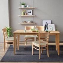 [리비니아] HPM 크리미 케빈 원목 슬라이딩 확장형 2인 4인 식탁세트 2type 2color 2size, 원목디자인, 4인용 - 확장형식탁 1개 + 의자4개, 내츄럴(아이보리좌판)
