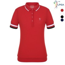 [LPGA골프웨어] 여P 소매배색 요꼬에리 반팔 티셔츠(L192TS519P)