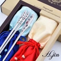 [라몽] H.jin 태극기 샤틴 수저세트 (2인용) 한국 전통 외국인 바이어 인사동 단체 선물 기념품 답례품, B 스타일