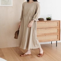 브이와이 여자 30대 U넥 벨티드 FW 나일론 롱원피스
