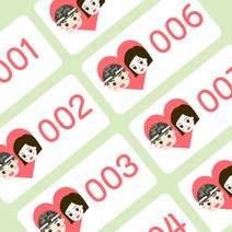 방탄 캐릭터 번호표 / 군인 곰신 군대 번호 스티커, 196번 ~ 260번, 크라프트