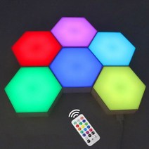 RGB LED 양자 조명 육각형 조명 DIY 벽등 터치 센서 벌집 빛 다채로운 밤 USB 모듈러, 04 RGBW 6 PCS