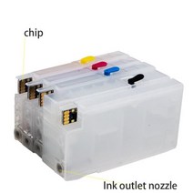 Enkshop 954 Hp Officejet Pro 7740 8210 프린터 용 자동 리셋 칩이있는 리필 가능 잉크 카트리지, 03 1set with ink
