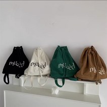 빈티지 백팩 스트링 캔버스백 레터링 가방