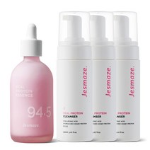 [단백질 듀오 SET] 제스메이즈 리얼 프로테인 94.5 에센스 100ml + 클렌저 150ml I 탄력 속건조 대용량 단백질앰플 단백질에센스 저자극영양클렌저 단백질버블클렌저, 에센스1+클렌저3