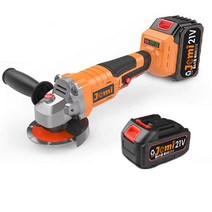Jemi 21V 코드리스 각도 전동 그라인더 브러시리스 모터 125mm 휠 직경 및 8000RPM 속도 전동 그라인더, 1x 배터리, 플라스틱 상자, 1개