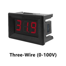 전압계 미니 DC LED 디지털 튜브 레드 그린 디스플레이 2 와이어 3.1-32V 3 0-100V 전류계 테스터, 03 Red 0-100V