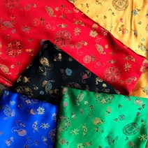 한복원단 금사양단 (1/4마) 인형옷만들기 규방공예 조각보 자투리원단, 공작무늬빨강