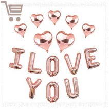 I LOVE YOU 아이러브유 풍선 세트 생일 파티 용품, 로즈골드