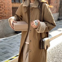 코코블랑 매트 뽀글이카라 롱코트