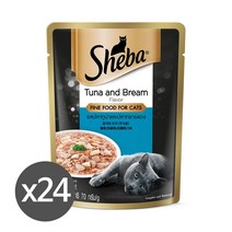 쉬바 고양이주식 파우치, 참치와 도미70g, 24개