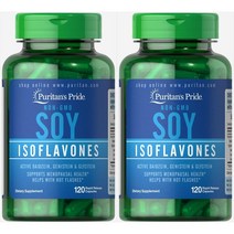Puritans Pride 퓨리탄스프라이드 Non GMO 대두 소이 이소플라본 120캡슐 2팩, 1개