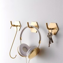 골드 육각 고리 황동 후크 벽 후크 훅 벽행거 옷걸이, 1개