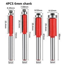 트리머비트세트 루터날 트리머날 둥근 평비트 4pcs 1/4 "6.35mm 샹크 플러시 트림 라우터 비트 스트레, 01 set 1