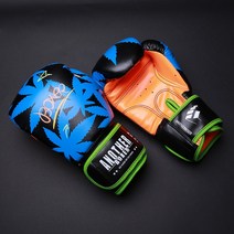권투 장갑 6 12 14oz PU 가죽 무에권투 글러브 남녀 공용 자유 경기 MMA 킥 복싱 훈련, 02 Maple Leaf Blue_06 14oz