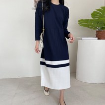 마이시즌 여성용 헤이즐 주름 배색 원피스