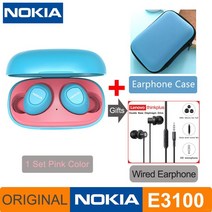 노키아 E3100 TWS 헤드폰 Fone uriulres 무선 블루투스 이어폰 HD 전화 400mh 안드로이드 IOS 레드 오렌지, 19 Pink and Case TW13