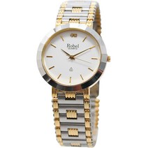ROBEL 클래식 화이트실버 아날로그 메탈손목시계