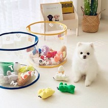 바잇미 클리어 토이바스켓 강아지 장난감 바구니 (4 color), M, 화이트