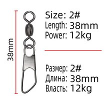 크레인후크 낚시 커넥터 핀 후크 연동 스냅 롤링 회전 크레인 액세서리 태클, 04 Size 2_01 10pcs