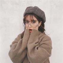 남자 베레모 헌팅캡 중년남성모자 가을/겨울용 여성/소녀용 글자 자수 여행 모자 화가 보이나 프렌치