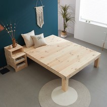 동원퍼니처 본드없는 천연 통 원목 평상형 침대 프레임 돌침대 평상 헤드형 분리형 매트리스, 1.천연원목 평상형 침대프레임, 천연원목 평상형 침대프레임 라지싱글[LS]