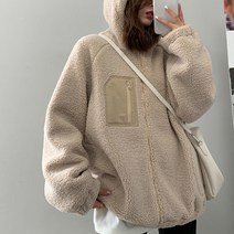 YAPOGI 후리스 양털 뽀글이 플리스 집업 자켓 남녀 공용 코트