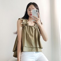 [바보사랑] 활용만점잇템 이중프릴 플레어 나시 블라우스(bl721)[드레스날다]