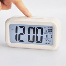 장바9니 스마트센서 빅폰트 LED 디지털 탁상시계 알람 습도, 화이트