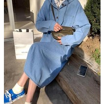 디핏허그 스펏 후드 데님 원피스 2color 루즈 임산부복