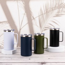 손잡이 머그컵 아이스 콜드 사무실 회사 벤티 큰 스텐 텀블러 700ml, 블랙