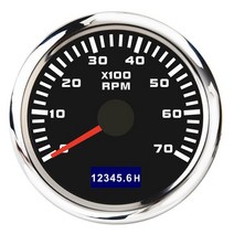 타코메타 타코미터52MM 자동차 RPM 타코미터 3000-8000 타코 미터 LCD 시간 적합 요트 오토바이 보트, 08 Black 7K RPM