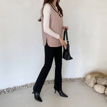 오슈 여성 캐주얼 유행안타는 디자인 배색 앙고라 시보리 조끼