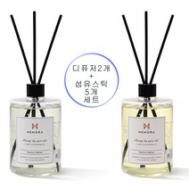 네모라 디퓨저 500ml + 500ml + 섬유스틱5p 디퓨저 세트 방향제, 매화2P+섬유스틱5P