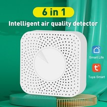 공기질측정기 미세먼지 산소농도 가스누출 Tuya wifi 지능형 공기 가정부 6-in-1 공기 품질 모니터 pm2.5 tvocco2온도습도 감지기, 없음