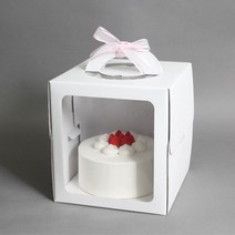 높은 쉬폰 2단 창문형 케이크상자 2호(26cm) 화이트 10개